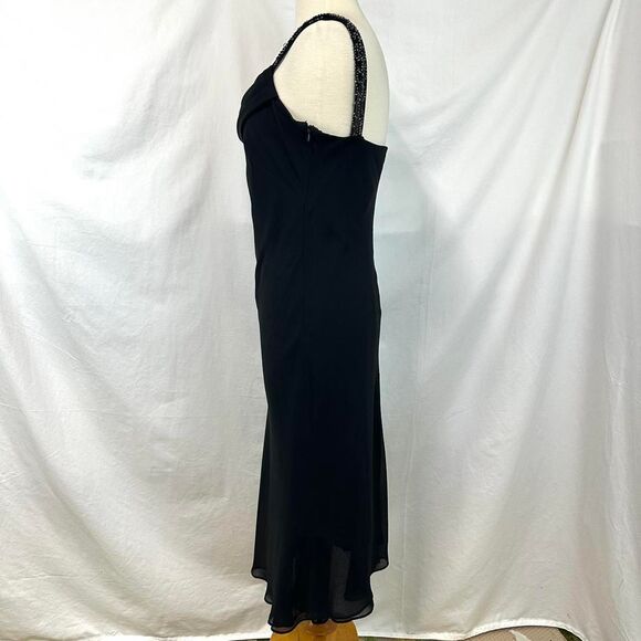 DRESSBARN 2000s Y2K Black Beaded Cowl Neck Cocktail Party Dress Women 8 Goth 90s - Picture 4 of 7